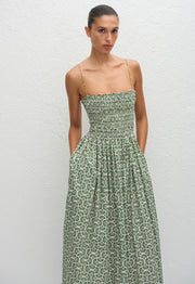Shirred Bodice Dress - Vetiver - Matteau